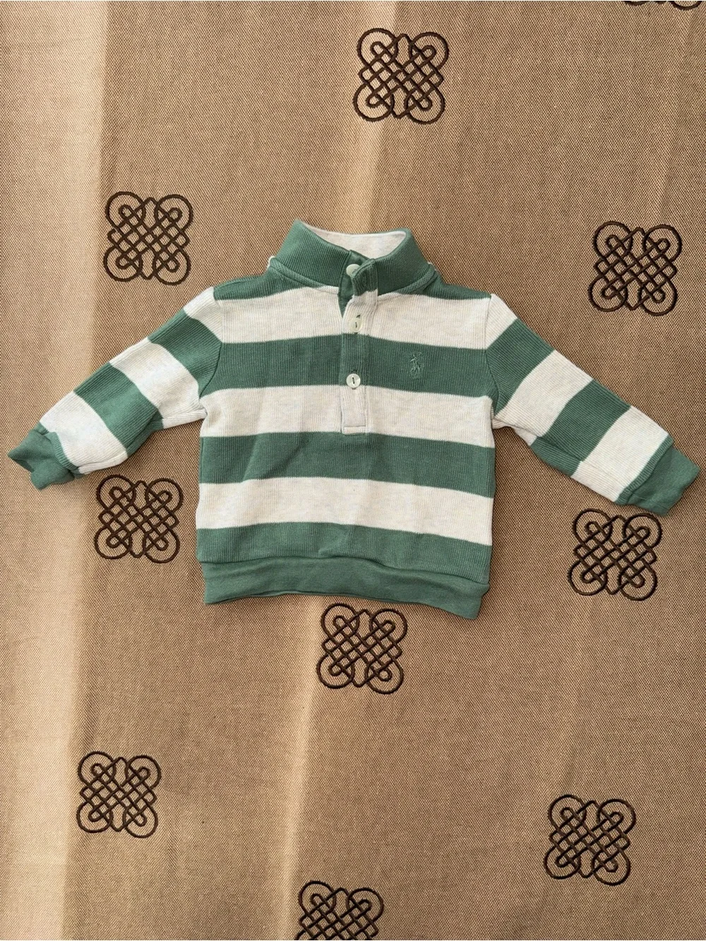 Polo Ralph Lauren Baby Boy Cotton Striped Sweater In Beige/Green Size 6M